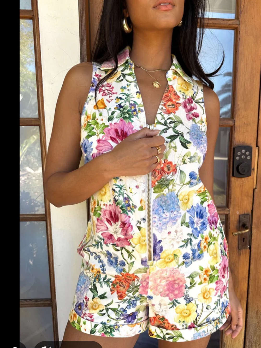 Show Me Your MuMu Ivory Floral Zip Romper
